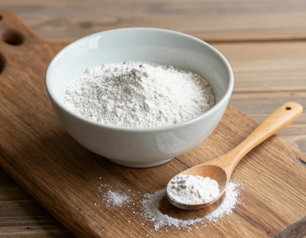 Electrolyte powder in a bowl on weathered wood