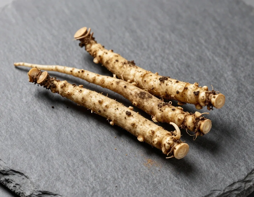 Maca root clusters on slate