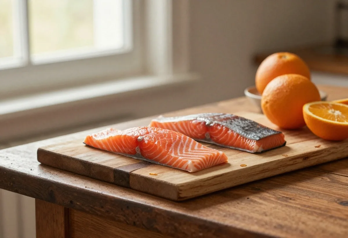 Vitamin and mineral food sources on weathered wood